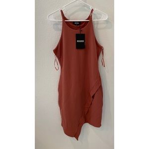 Burnt Rose Mauve Bodycon Asymmetrical wrap dress Valentine’s Day